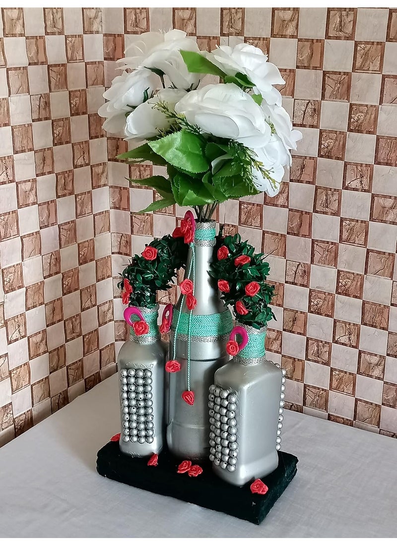 Christmas Glass/Bottle Table Top/Center Piece Handcrafted Flower Vase