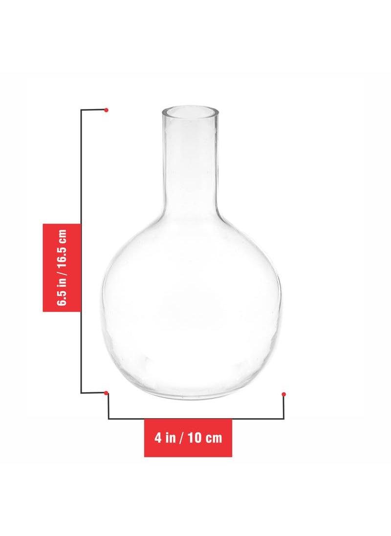 Pure Source India Glass Flower Vase and Reed Diffuser Pot for Home Decor, Gifting Item, Living Room (6.5 Inch) (Clear)