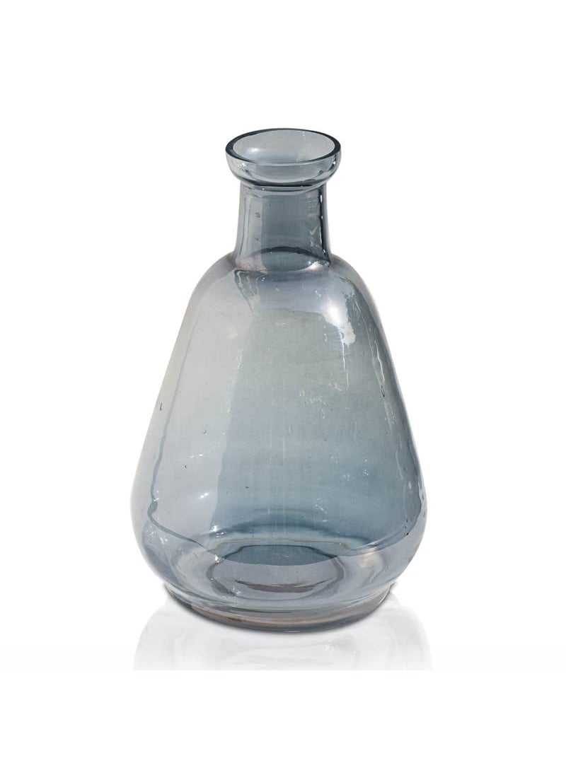 Pure Source India Glass Flower Vase and Reed Diffuser Pot for Home Decor, Gifting Item, Living Room (6.5 Inch) (Grey)
