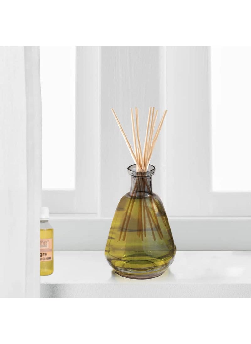 Pure Source India Glass Flower Vase and Reed Diffuser Pot for Home Decor, Gifting Item, Living Room (6.5 Inch) (Grey)