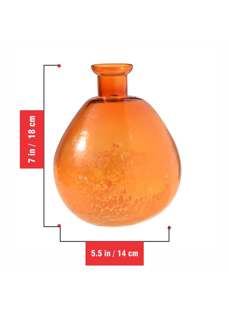 Pure Source India Glass Flower Vase/Pot for Home Decor, Gifting Item, Living Room (7 Inch) (Yellow)