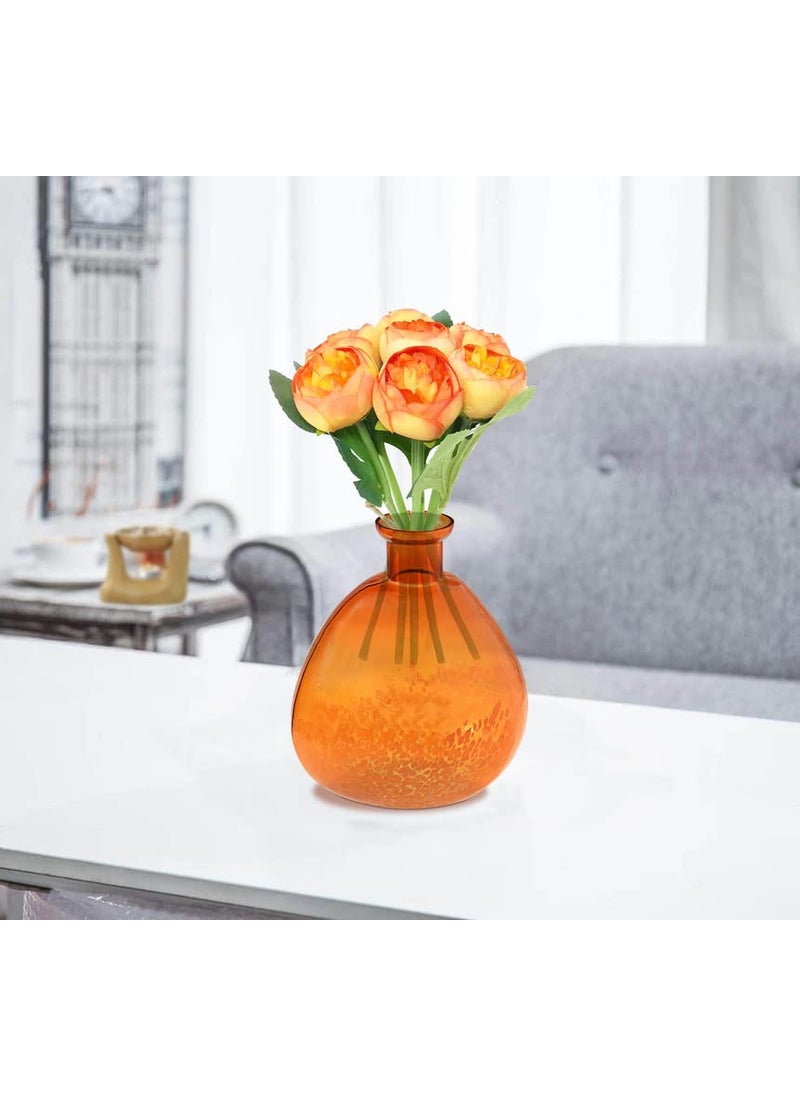 Pure Source India Glass Flower Vase/Pot for Home Decor, Gifting Item, Living Room (7 Inch) (Yellow)