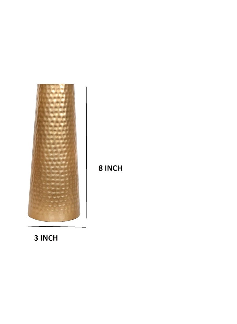 Skywalk Hand Crafted Metal Flower Vase for Home Decoration (Golden,8 Inch)