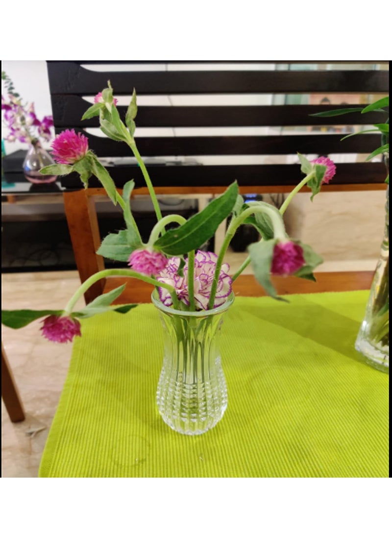 Pure Source India Glass Dimond Cut Flower Vase, Small Size- 6 Inch, Crystal Clear