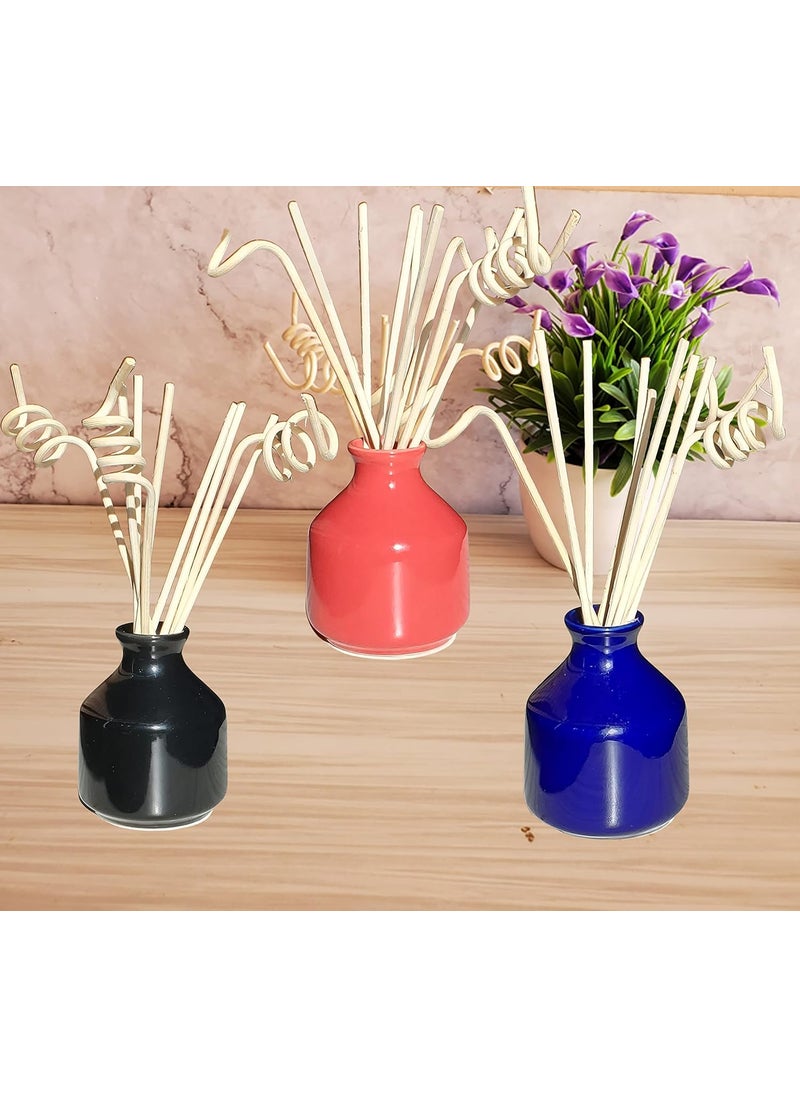 Pure Source India Decorative Flower Vase for Living Room | Made of Ceramic 3.5 inch Long Vase | Handmade Flower Vase Ceramic | Ideal Gift for Family and Friends, 3 Pieces, Multicolor