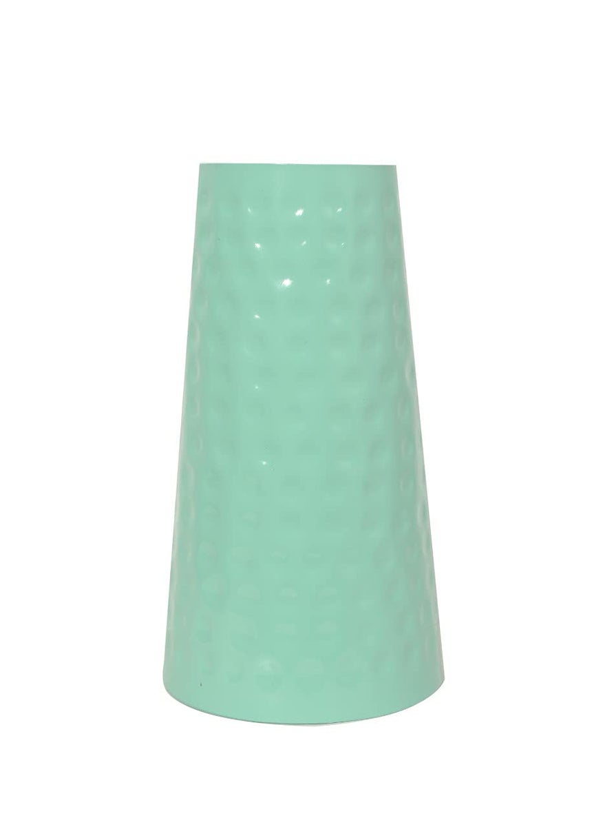 Hand Crafted Metal Flower Vase for Home Decoration (Green,12 Inch)
