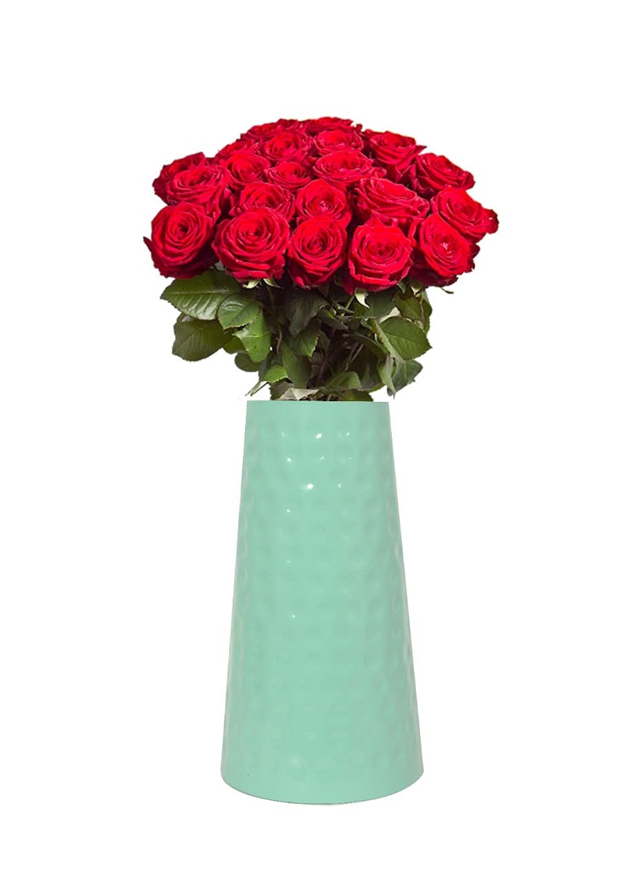 Hand Crafted Metal Flower Vase for Home Decoration (Green,12 Inch)