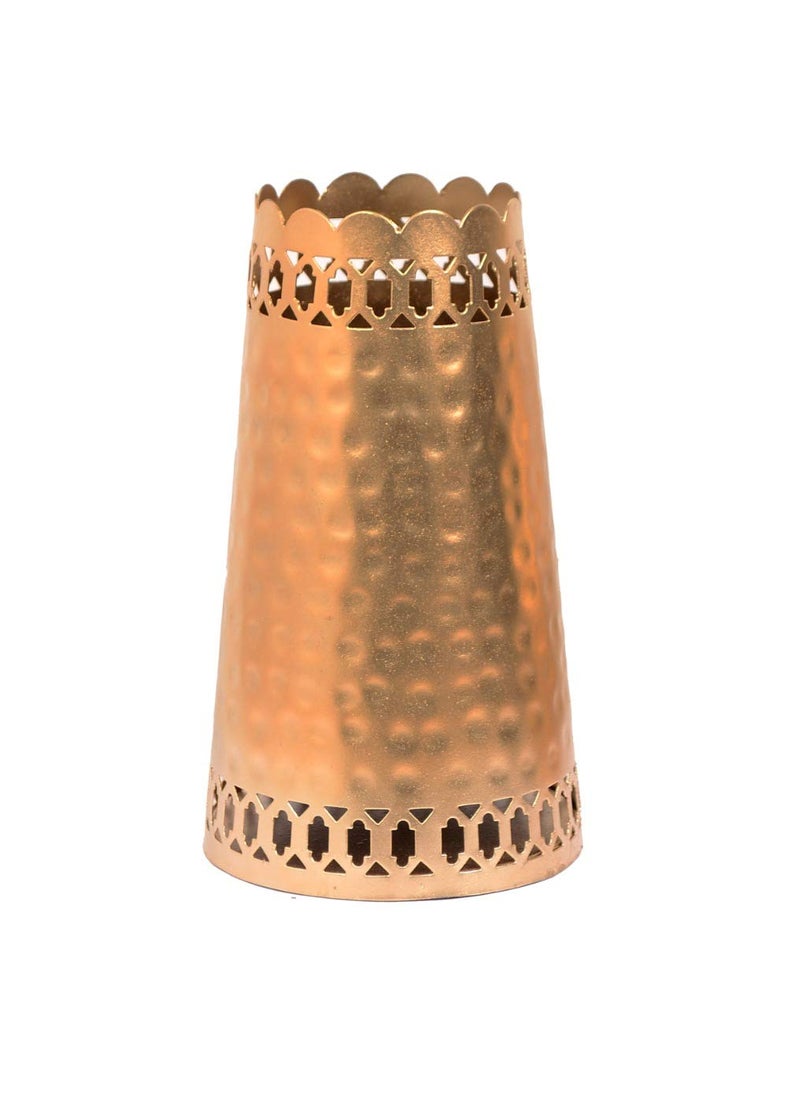 Skywalk Hand Crafted Metal Flower Vase or Home Decoration (8 Inch, Gold)