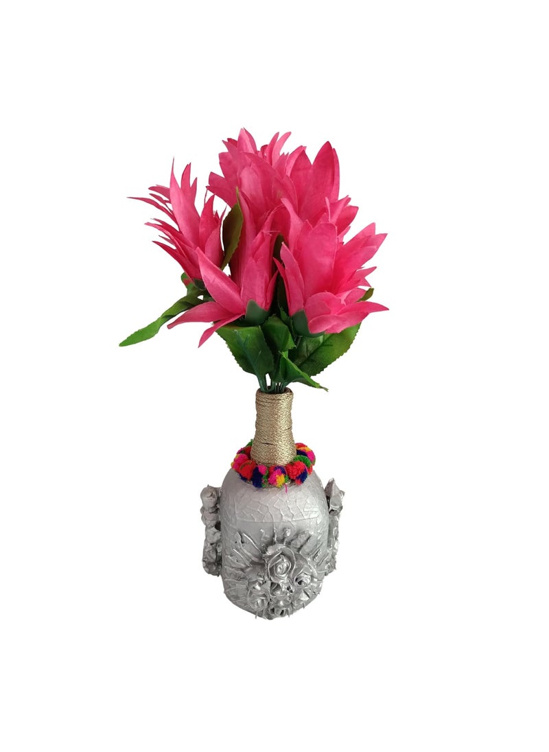 Flower Glass Bottle Vase Home Decor Pot (Silver)