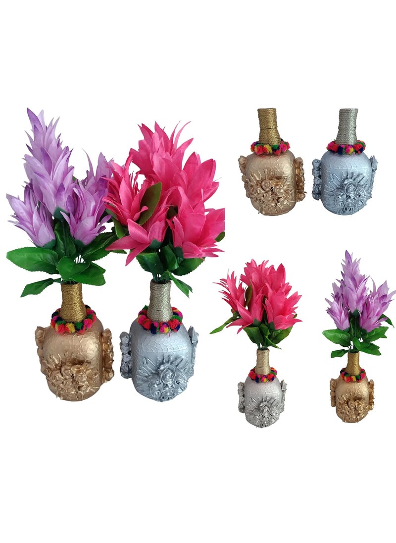 Flower Glass Bottle Vase Home Decor Pot (Silver)