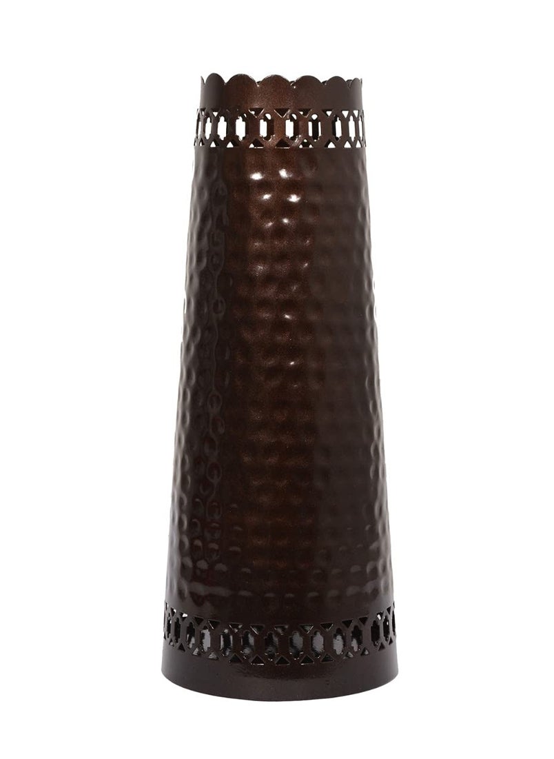 Hand Crafted Metal Flower Vase for Home Decoration (Dark Brown,8 Inch)