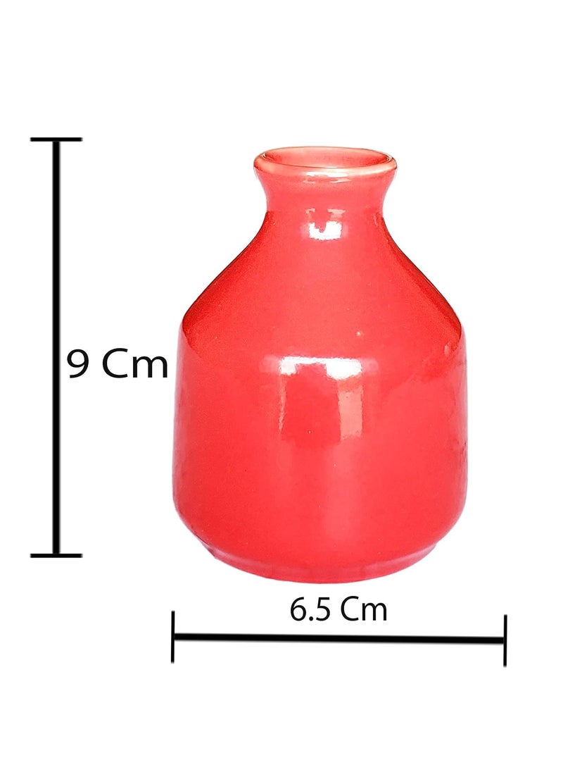 Pure Source India Ceramic Decorative Flower Vase Set of 2 Without Flowers for Living Room, Bedroom,Dining Table,Home Decor (RED & White)