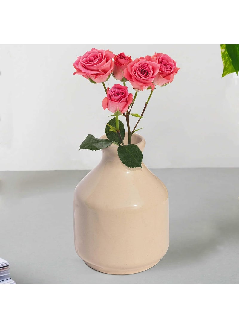 Pure Source India Ceramic Decorative Flower Vase Set of 2 Without Flowers for Living Room, Bedroom,Dining Table,Home Decor (Black & White)