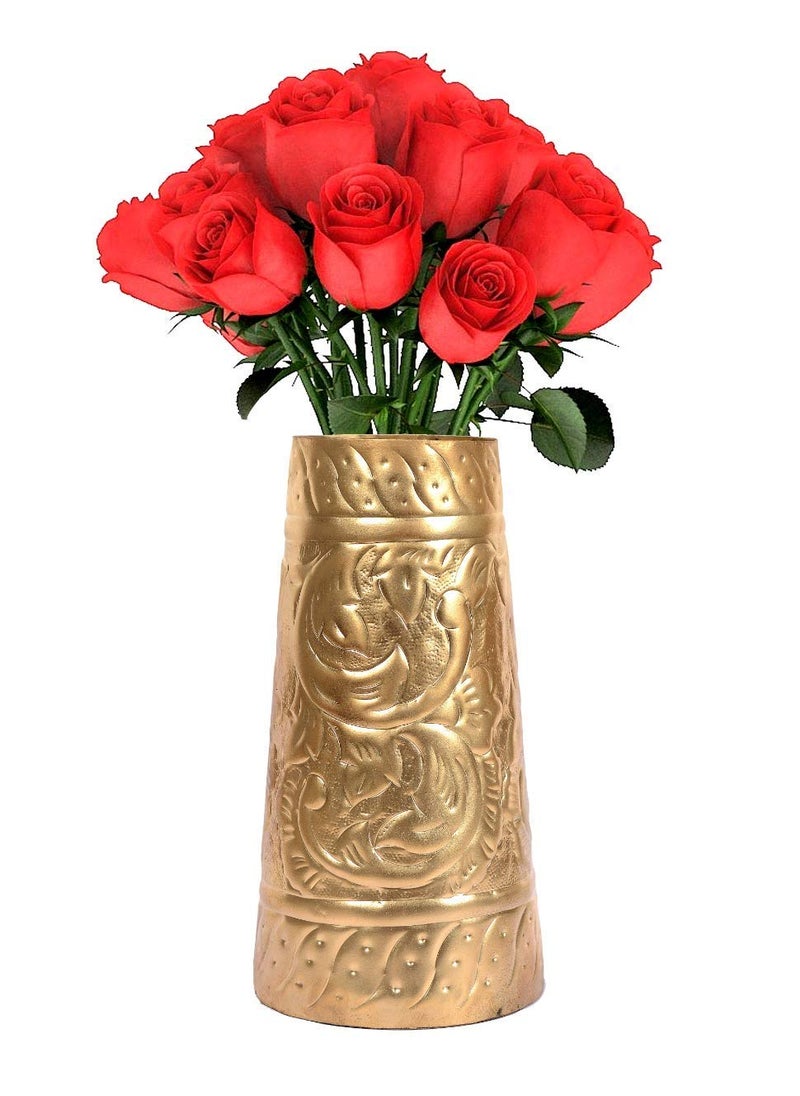 Skywalk Hand Crafted Metal Flower Vase for Home Decoration (Golden, 8 Inch)