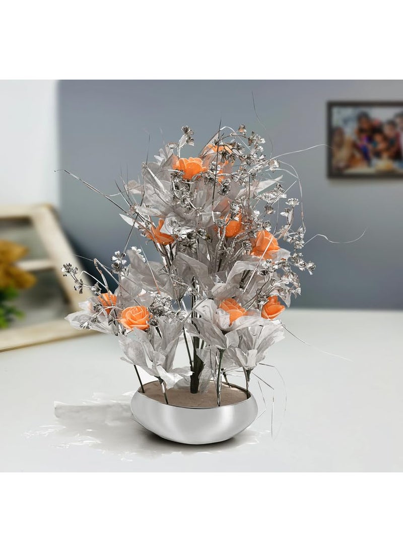 Pure Source India Artifical Flower Vase for Home Decoration,Office, Gifting Item, Weeding Decor (Silver)