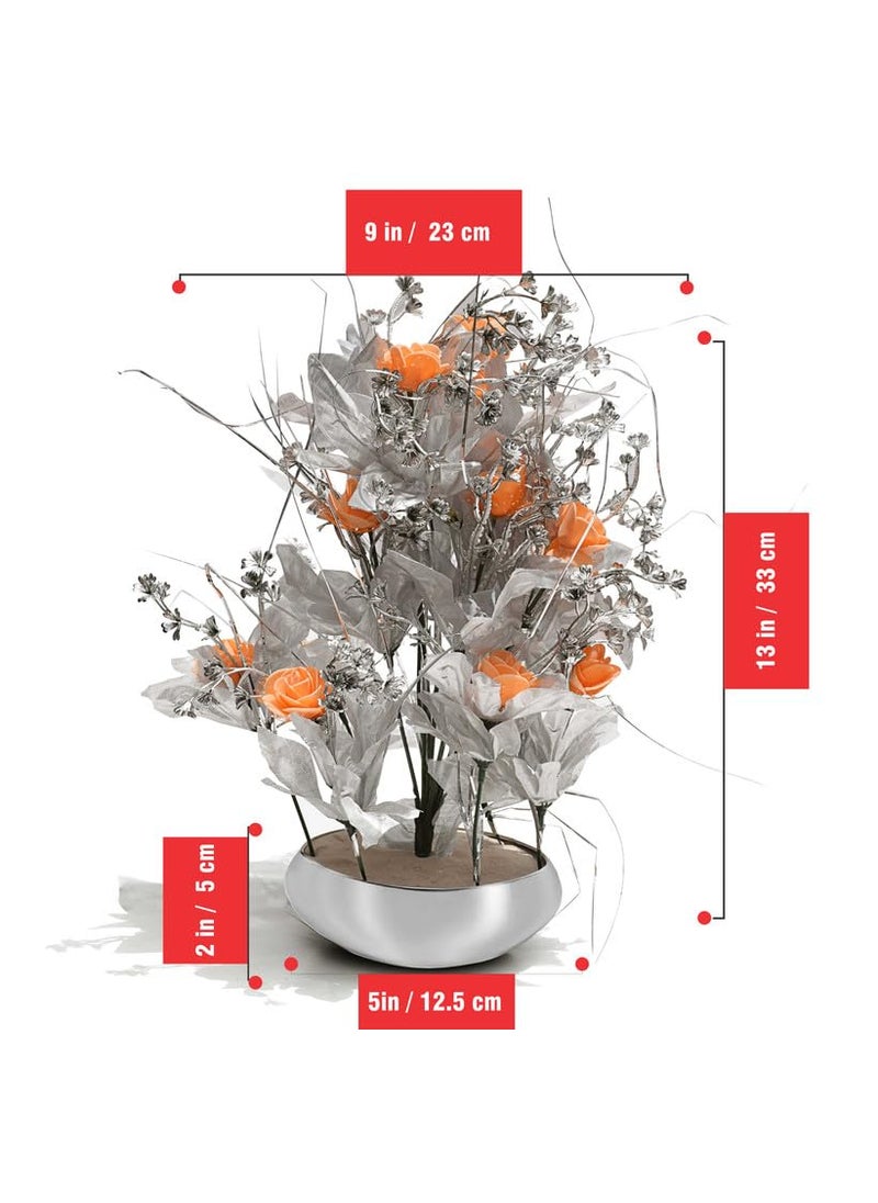 Pure Source India Artifical Flower Vase for Home Decoration,Office, Gifting Item, Weeding Decor (Silver)