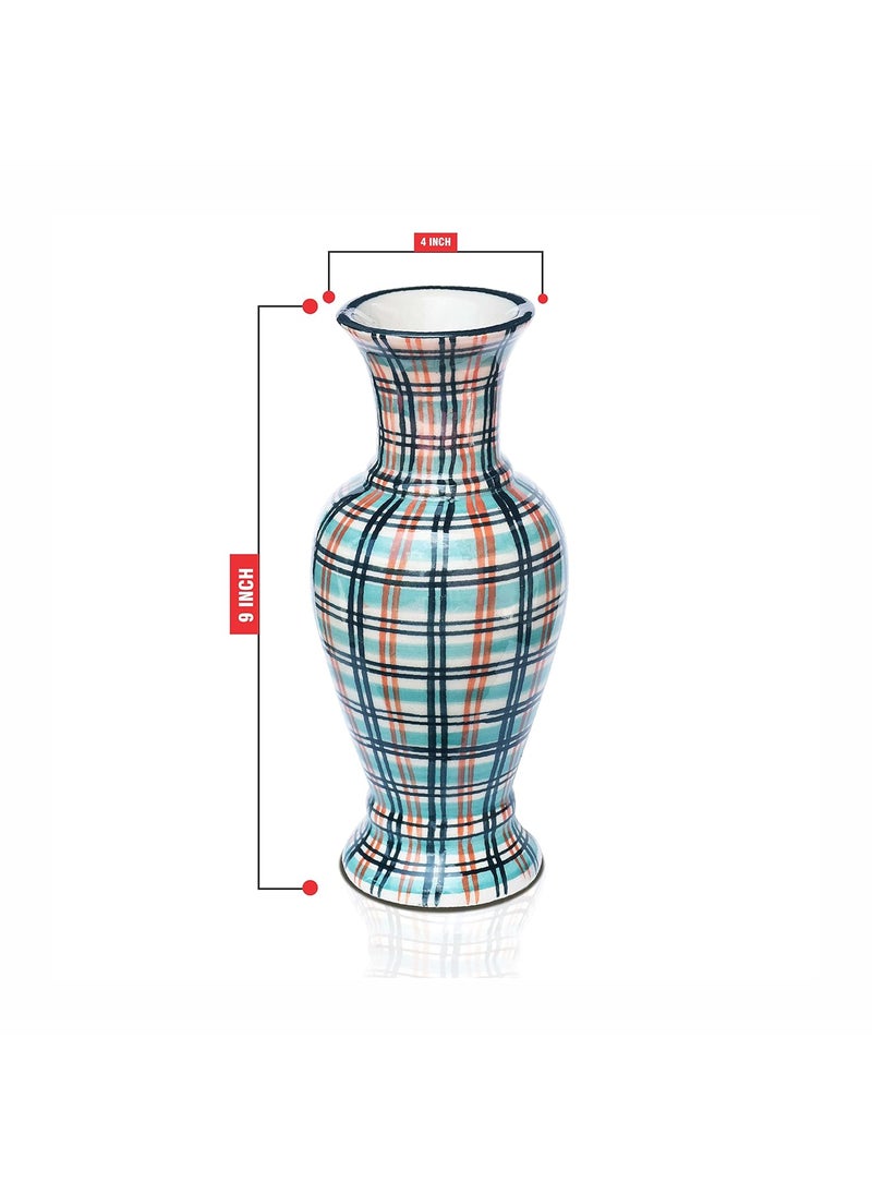 Pure Source India Ceramic Flower Vase (9 inch, Multicolor)