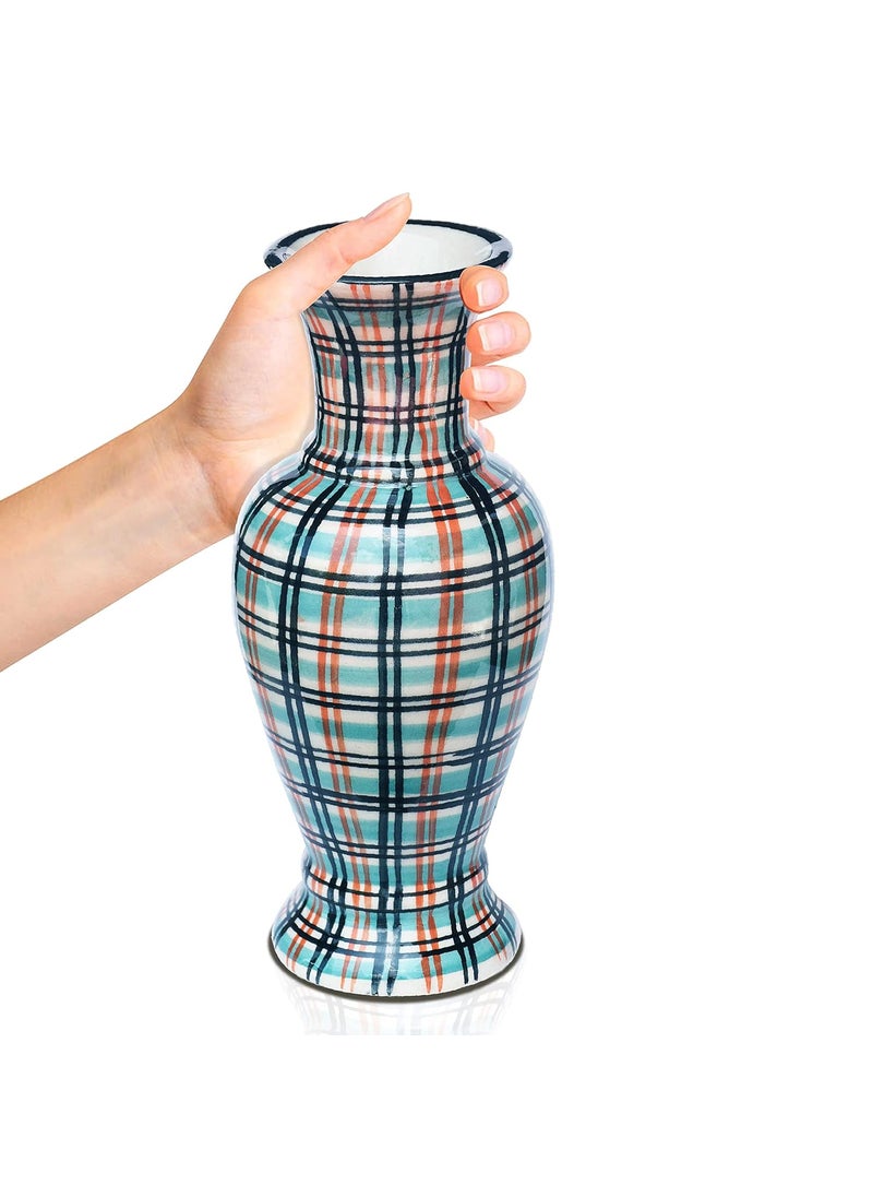 Pure Source India Ceramic Flower Vase (9 inch, Multicolor)
