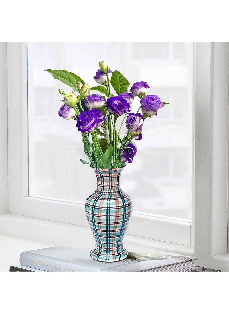 Pure Source India Ceramic Flower Vase (9 inch, Multicolor)