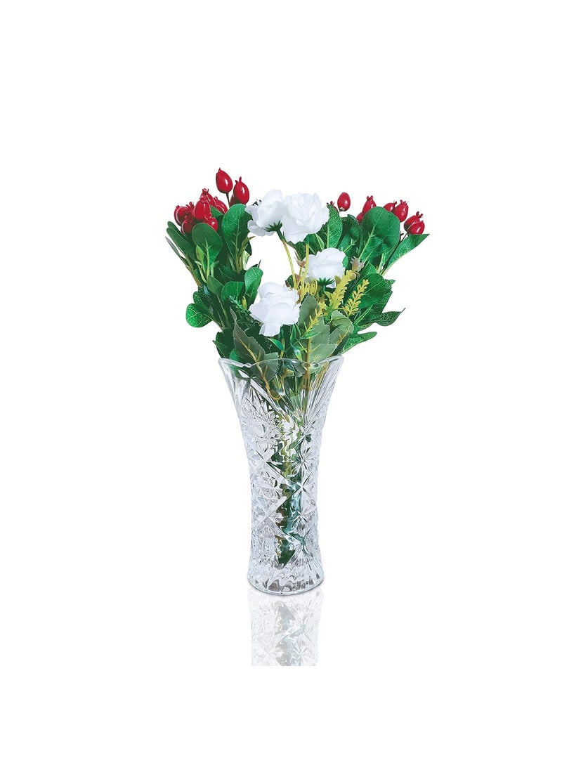 Pure Source India Crestal Clear Glass Flower Vase (Clear; 5 X 9 Inch)