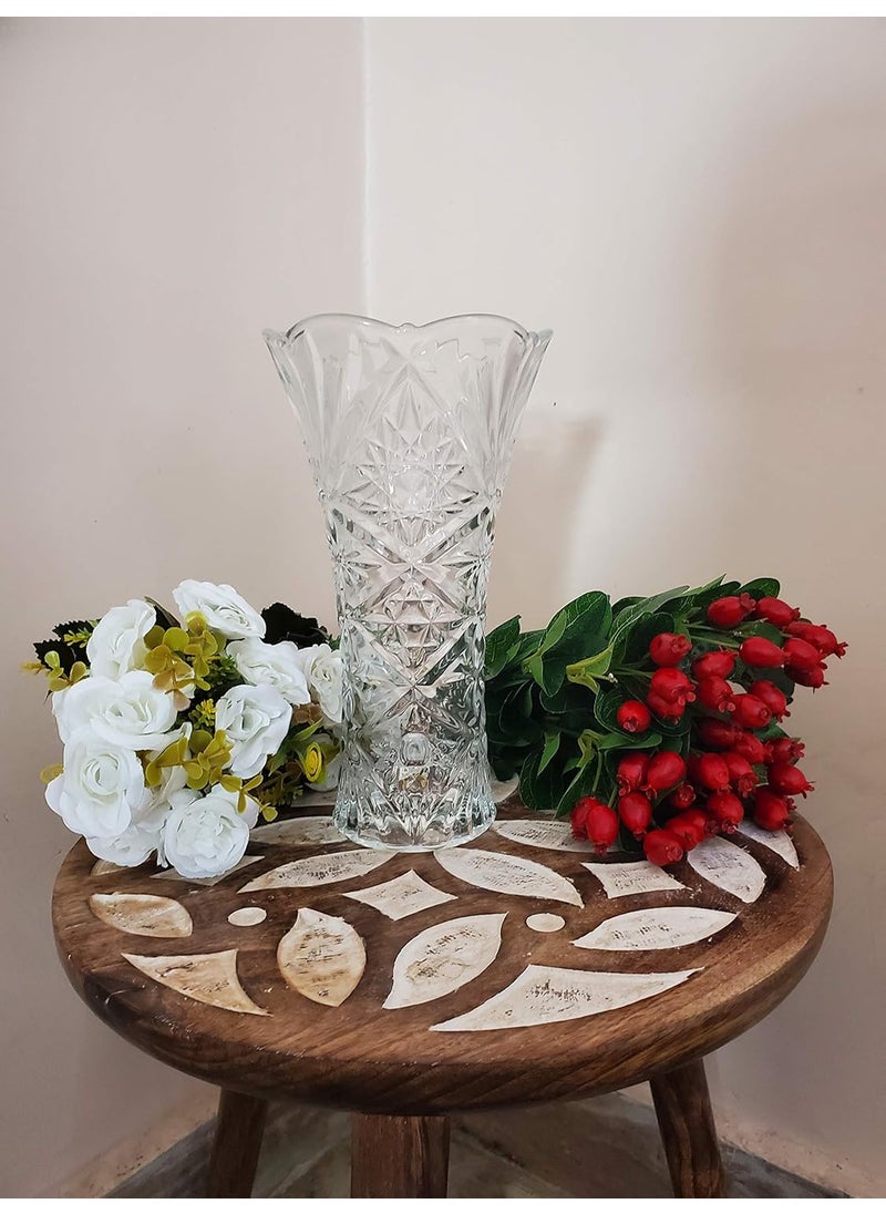 Pure Source India Crestal Clear Glass Flower Vase (Clear; 5 X 9 Inch)