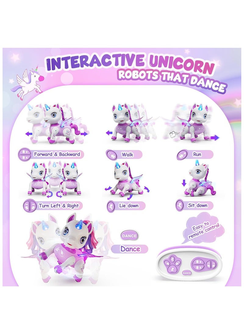 Remote Control Unicorn Robot Toy for Girls LED Dancing Rechargeable STEM Learning Toys for Kids Preschool Children's Presents