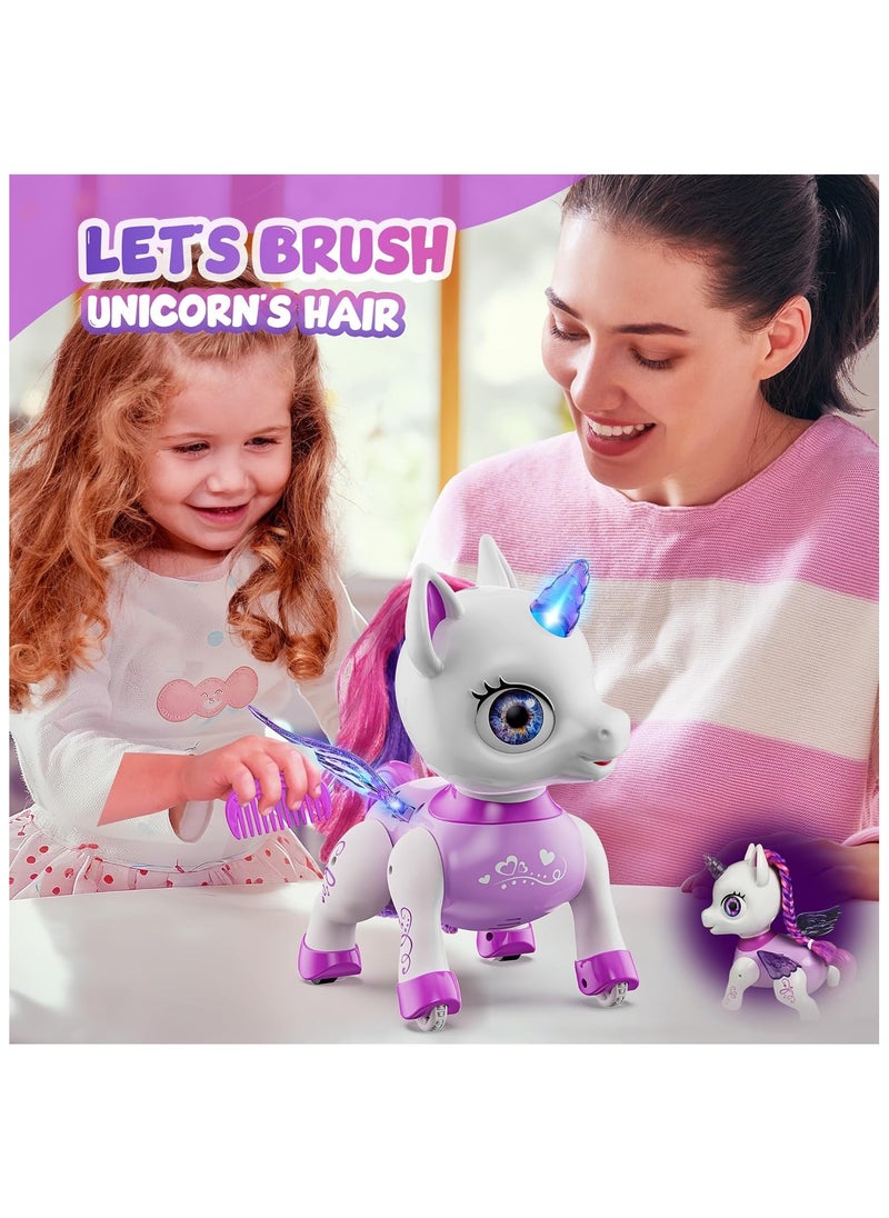 Remote Control Unicorn Robot Toy for Girls LED Dancing Rechargeable STEM Learning Toys for Kids Preschool Children's Presents