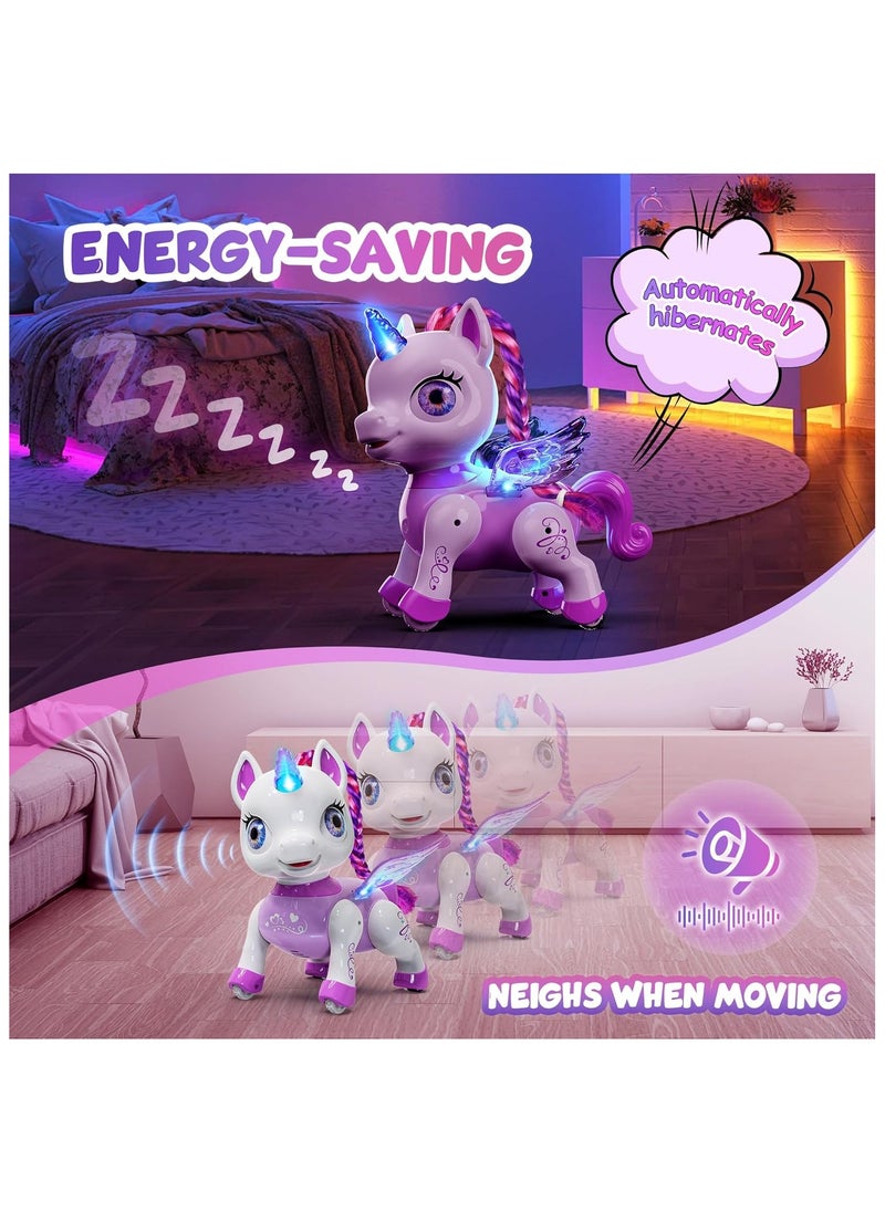 Remote Control Unicorn Robot Toy for Girls LED Dancing Rechargeable STEM Learning Toys for Kids Preschool Children's Presents