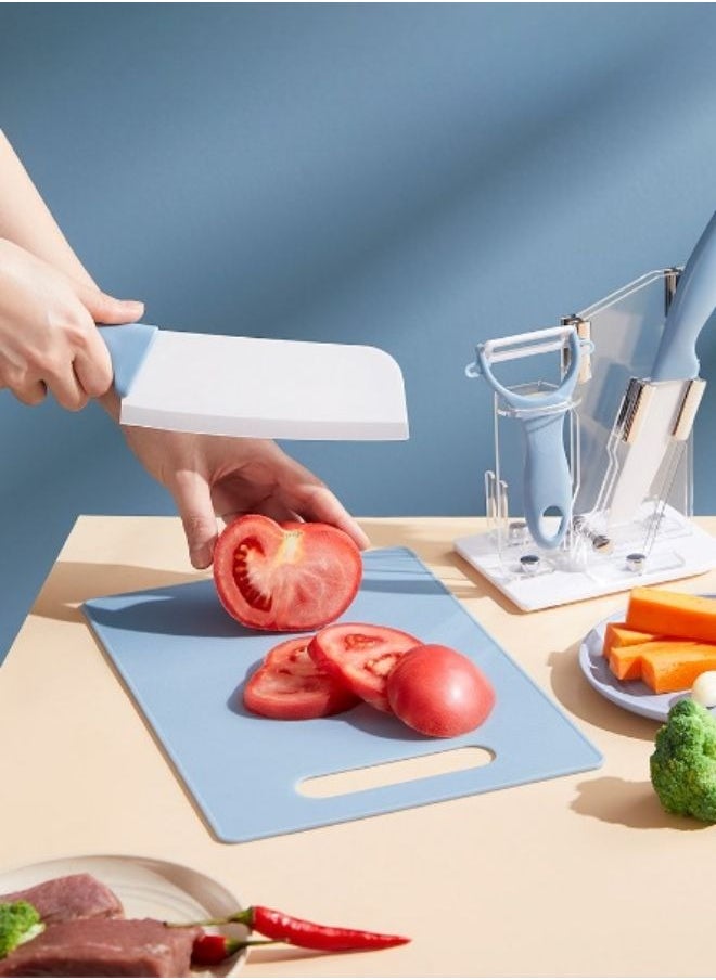 Cutting Boards with Non-Slip Base - Set of 4 Ceramic Perfect for Fruits and Vegetables Cutting Board - Mold-Resistant, Easy to Clean, with Hanging Hole Blue