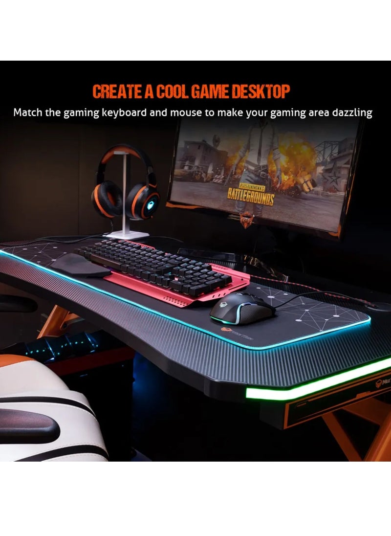 Meetion Full Key Anti-ghosting Metal Mechanical Keyboard MK20 Full keys Anti-ghosting Colorful LED Back lightly customizable High-quality macro mechanical switches (Red)