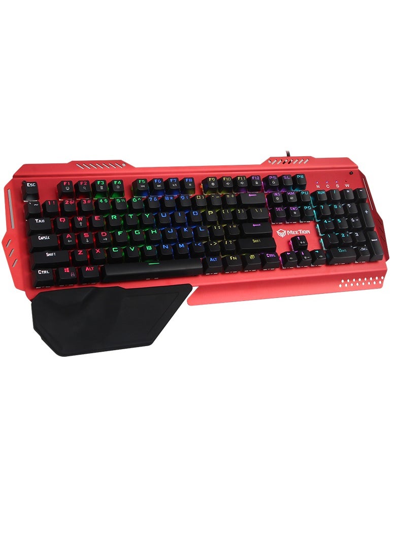 Meetion Full Key Anti-ghosting Metal Mechanical Keyboard MK20 Full keys Anti-ghosting Colorful LED Back lightly customizable High-quality macro mechanical switches (Red)