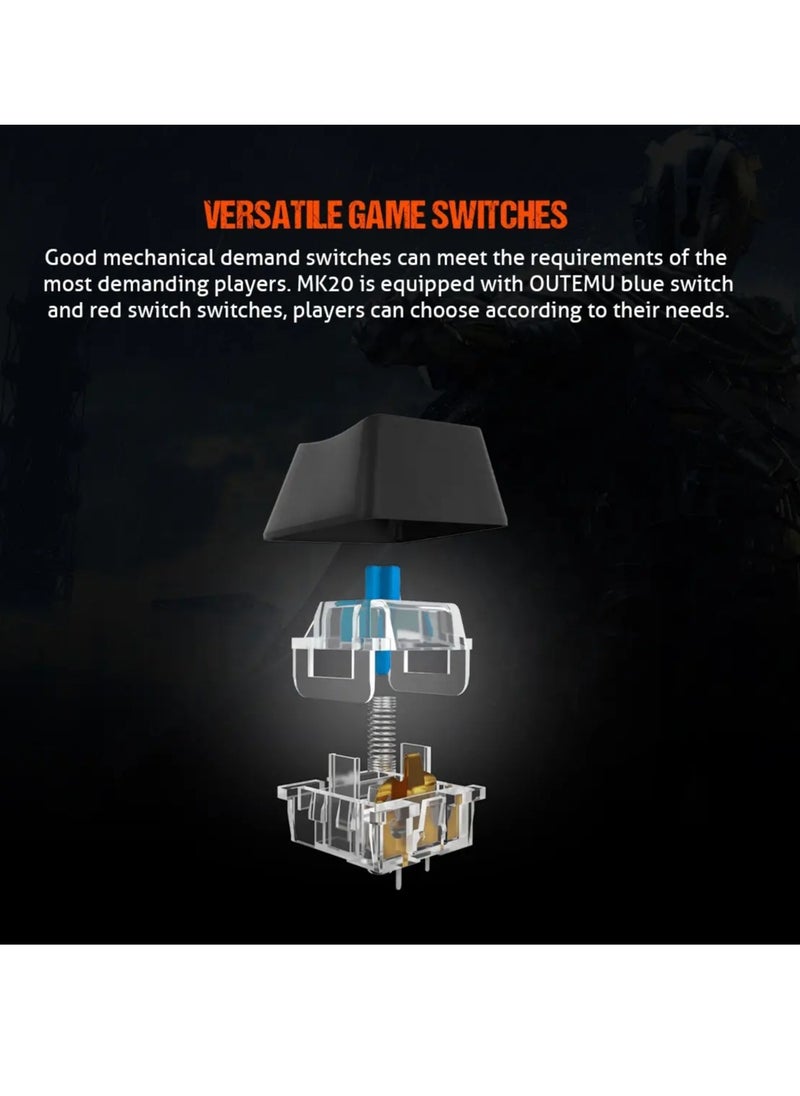 Meetion Full Key Anti-ghosting Metal Mechanical Keyboard MK20 Full keys Anti-ghosting Colorful LED Back lightly customizable High-quality macro mechanical switches (Red)