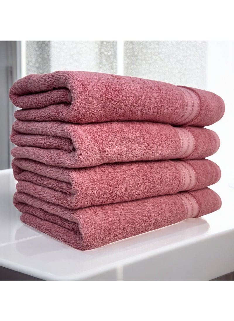 Kassino Premium Bath Towels Set - (4 Pack, 70x140 cm), 580 GSM Bath Towel,100% Combed Cotton, Soft & Quick-Dry Towels for Bathroom, Highly Absorbent, Double Stitched Hotel Quality Towels | Apricot