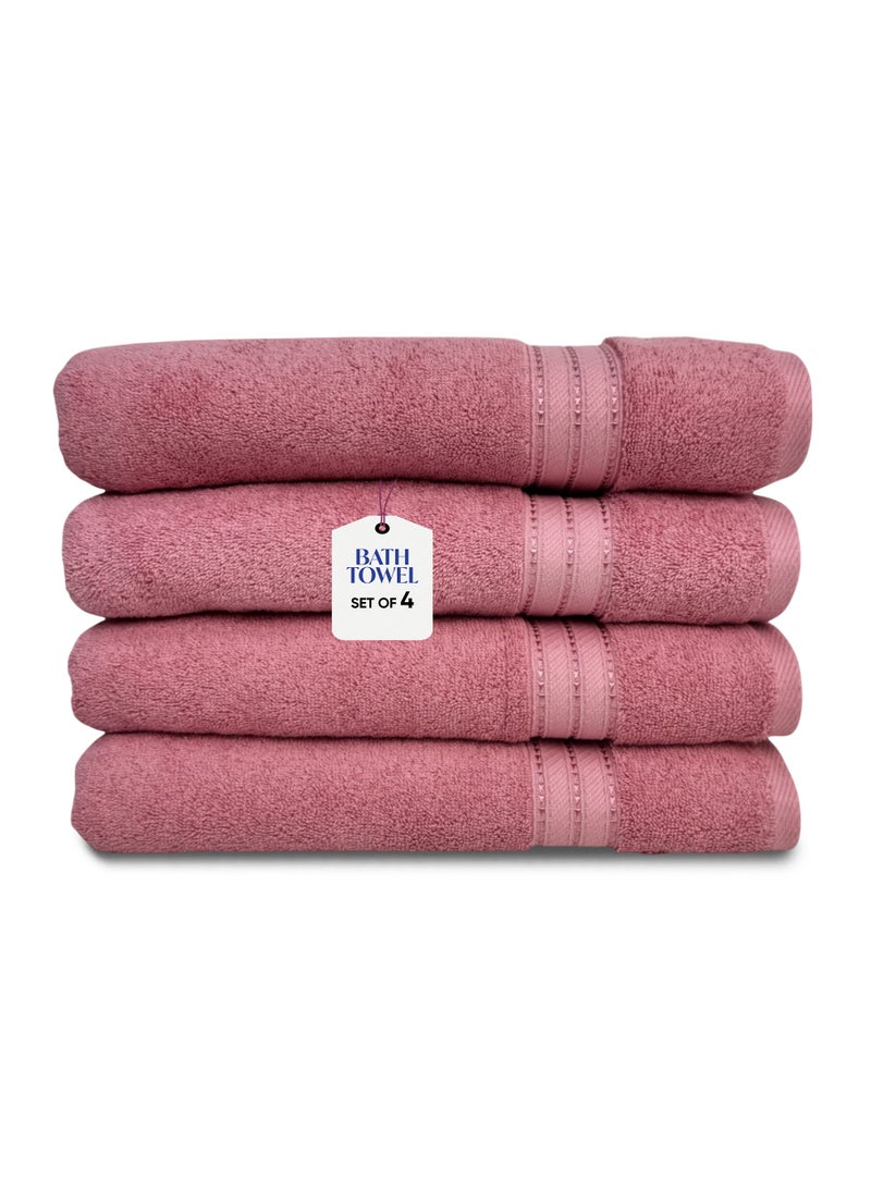 Kassino Premium Bath Towels Set - (4 Pack, 70x140 cm), 580 GSM Bath Towel,100% Combed Cotton, Soft & Quick-Dry Towels for Bathroom, Highly Absorbent, Double Stitched Hotel Quality Towels | Apricot