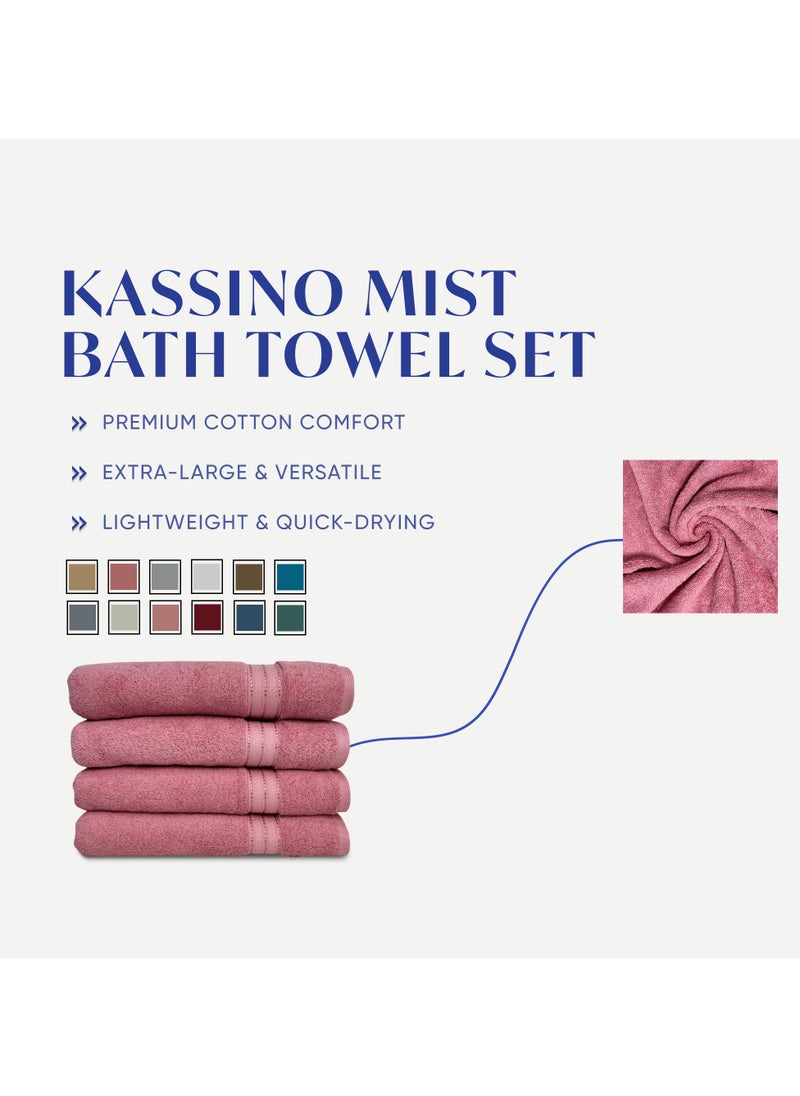 Kassino Premium Bath Towels Set - (4 Pack, 70x140 cm), 580 GSM Bath Towel,100% Combed Cotton, Soft & Quick-Dry Towels for Bathroom, Highly Absorbent, Double Stitched Hotel Quality Towels | Apricot