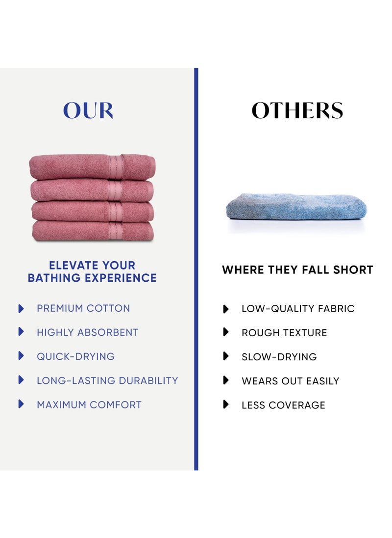 Kassino Premium Bath Towels Set - (4 Pack, 70x140 cm), 580 GSM Bath Towel,100% Combed Cotton, Soft & Quick-Dry Towels for Bathroom, Highly Absorbent, Double Stitched Hotel Quality Towels | Apricot