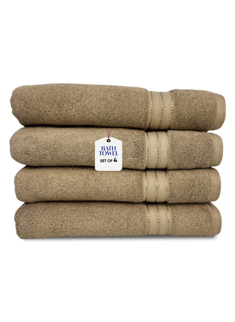 Kassino Premium Bath Towels Set - (4 Pack, 70x140 cm), 580 GSM Bath Towel,100% Combed Cotton, Soft & Quick-Dry Towels for Bathroom, Highly Absorbent, Double Stitched Hotel Quality Towels | Beige