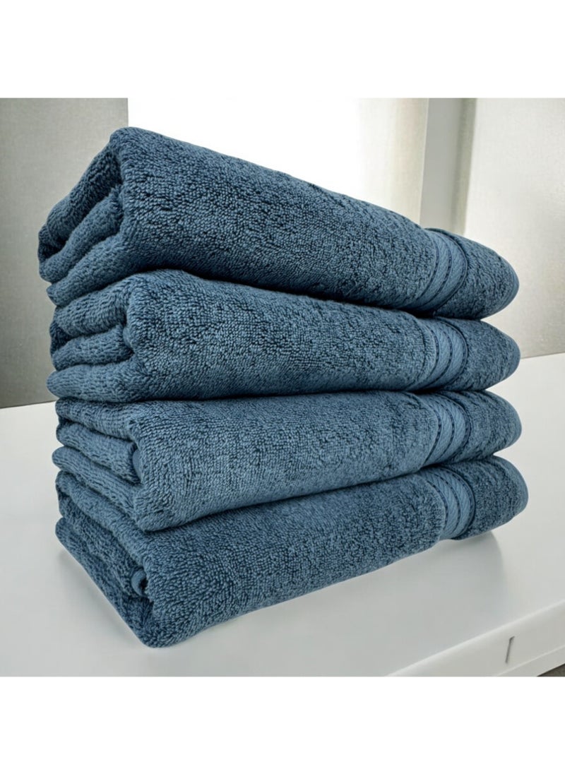 Kassino Premium Bath Towels Set - (4 Pack, 70x140 cm), 580 GSM Bath Towel,100% Combed Cotton, Soft & Quick-Dry Towels for Bathroom, Highly Absorbent, Double Stitched Hotel Quality Towels | China Blue