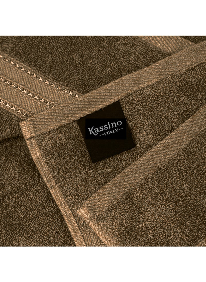 Kassino Premium Bath Towels Set - (4 Pack, 70x140 cm), 580 GSM Bath Towel,100% Combed Cotton, Soft & Quick-Dry Towels for Bathroom, Highly Absorbent, Double Stitched Hotel Quality Towels | Brown