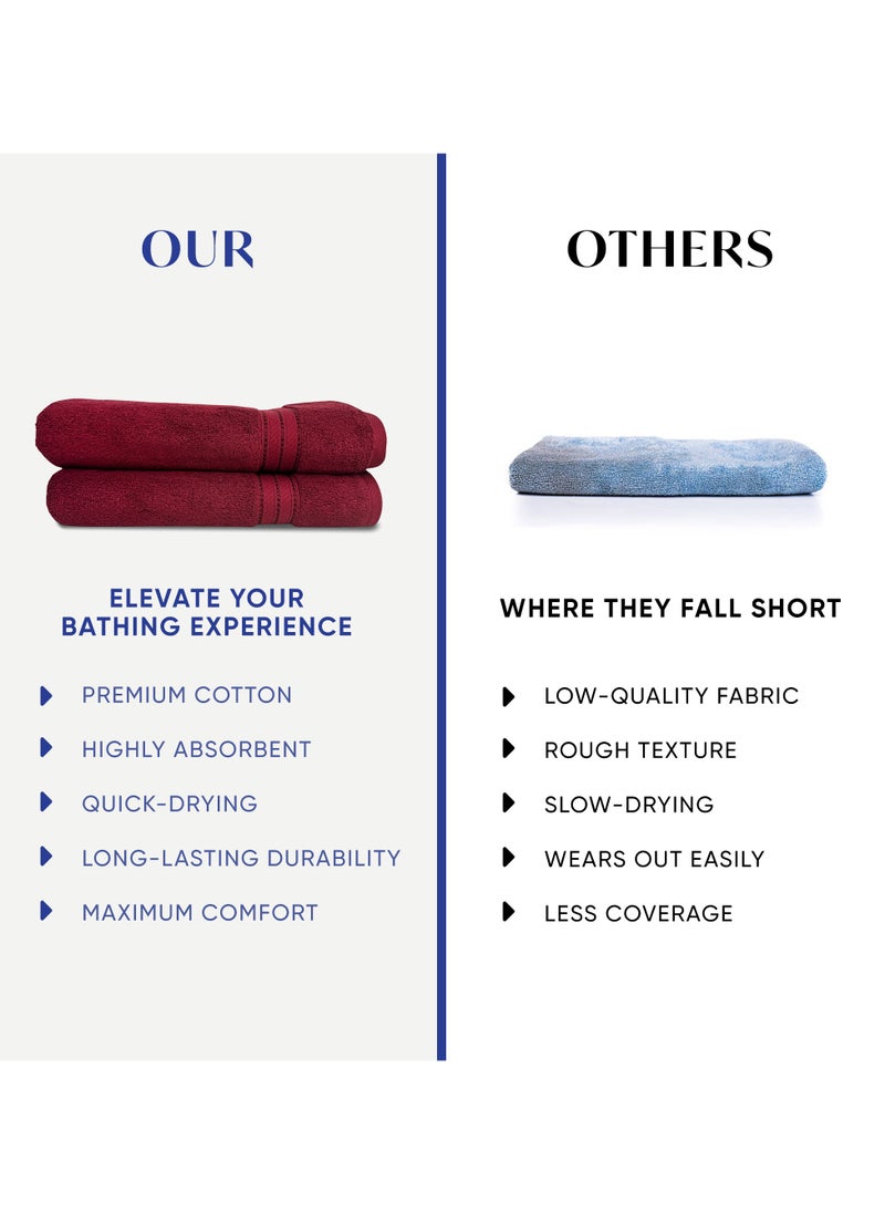 Kassino Premium Bath Towels Set - (2 Pack, 70x140 cm), 580 GSM Bath Towel,100% Combed Cotton, Soft & Quick-Dry Towels for Bathroom, Highly Absorbent, Double Stitched Hotel Quality Towels | Clarinet