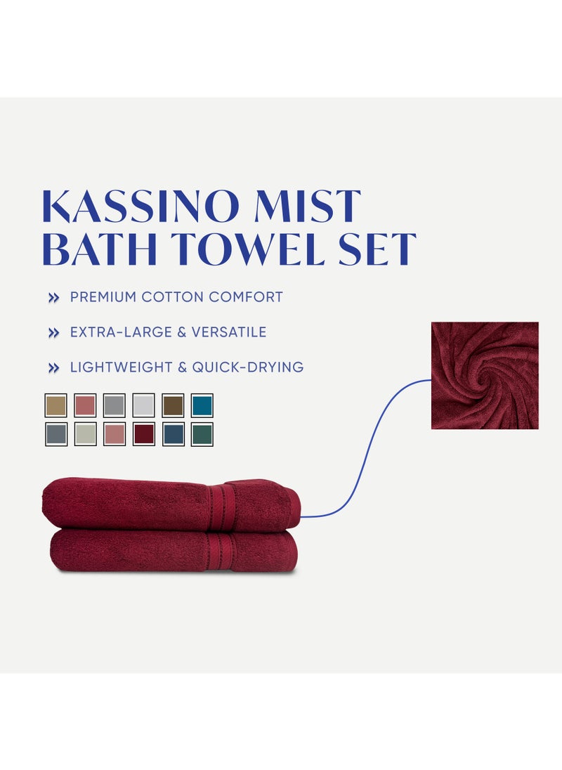 Kassino Premium Bath Towels Set - (2 Pack, 70x140 cm), 580 GSM Bath Towel,100% Combed Cotton, Soft & Quick-Dry Towels for Bathroom, Highly Absorbent, Double Stitched Hotel Quality Towels | Clarinet