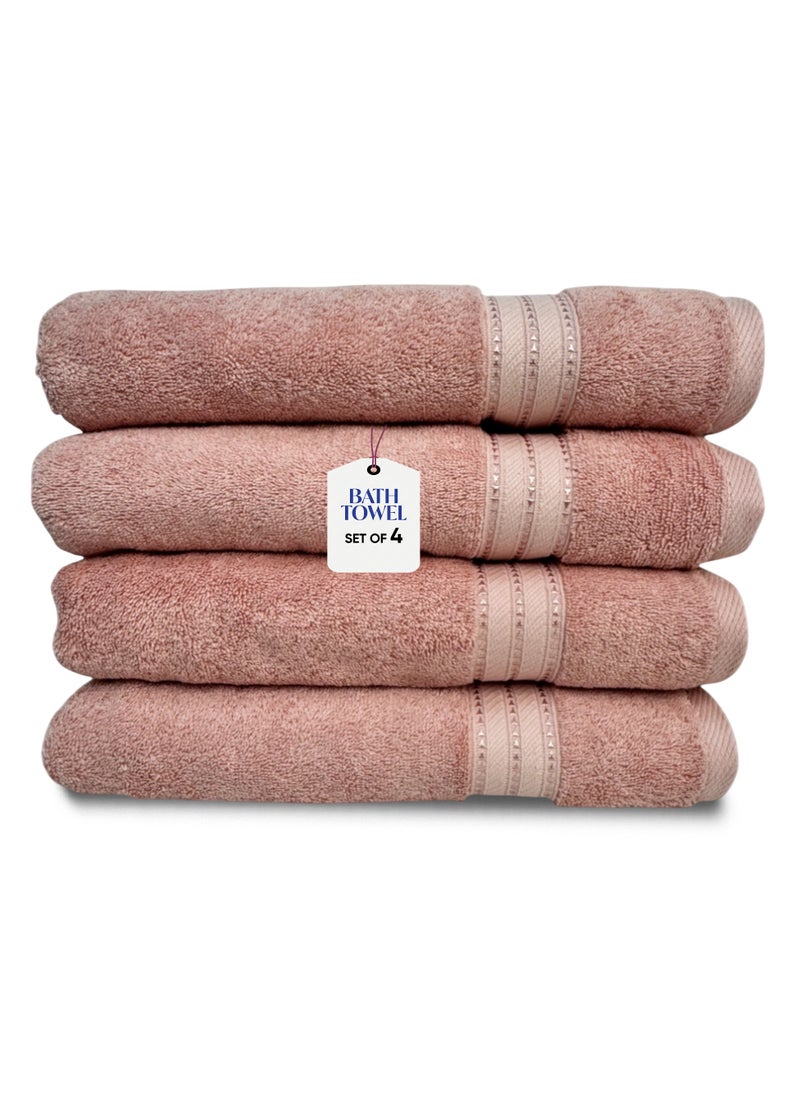 Kassino Premium Bath Towels Set - (4 Pack, 70x140 cm), 580 GSM Bath Towel,100% Combed Cotton, Soft & Quick-Dry Towel for Bathroom, Highly Absorbent, Double Stitched Hotel Quality Towels | Evening Sand