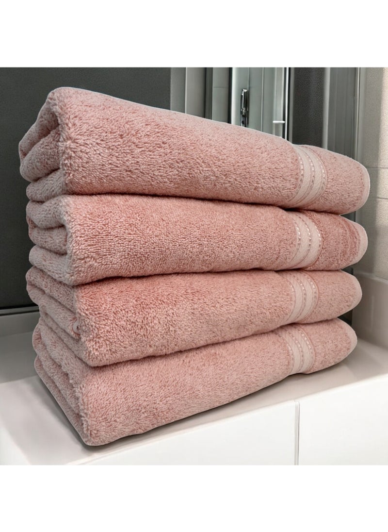 Kassino Premium Bath Towels Set - (4 Pack, 70x140 cm), 580 GSM Bath Towel,100% Combed Cotton, Soft & Quick-Dry Towel for Bathroom, Highly Absorbent, Double Stitched Hotel Quality Towels | Evening Sand