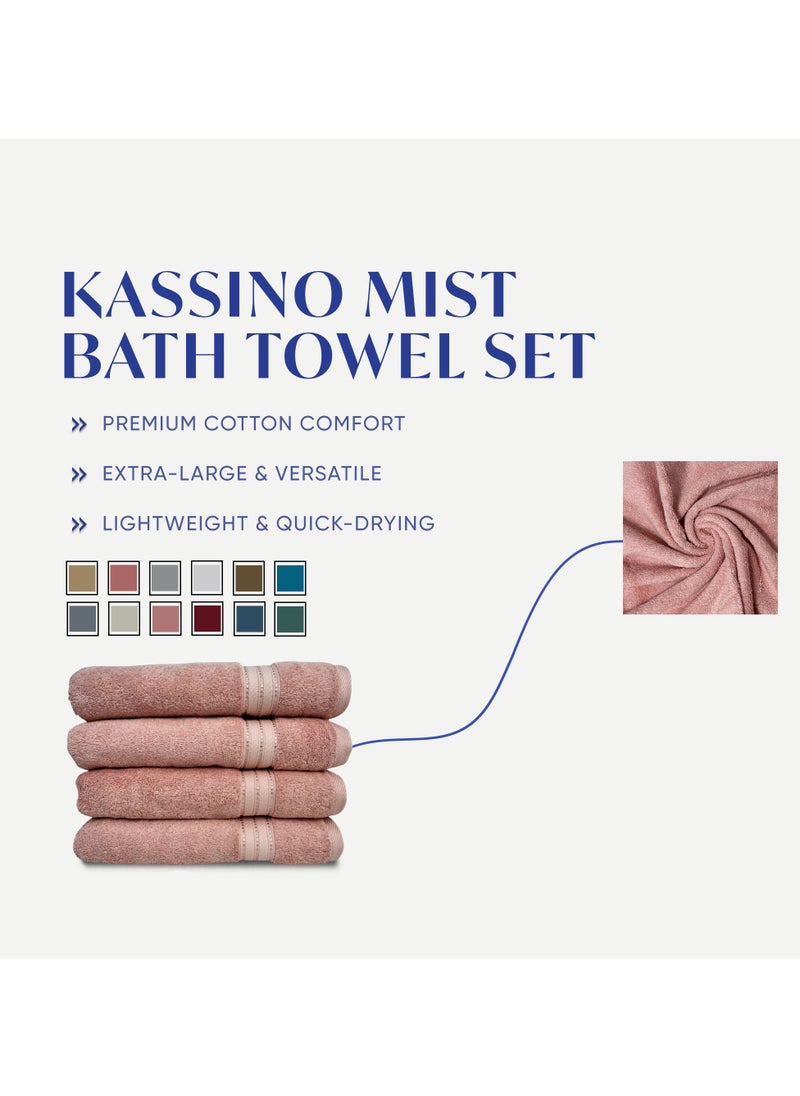 Kassino Premium Bath Towels Set - (4 Pack, 70x140 cm), 580 GSM Bath Towel,100% Combed Cotton, Soft & Quick-Dry Towel for Bathroom, Highly Absorbent, Double Stitched Hotel Quality Towels | Evening Sand