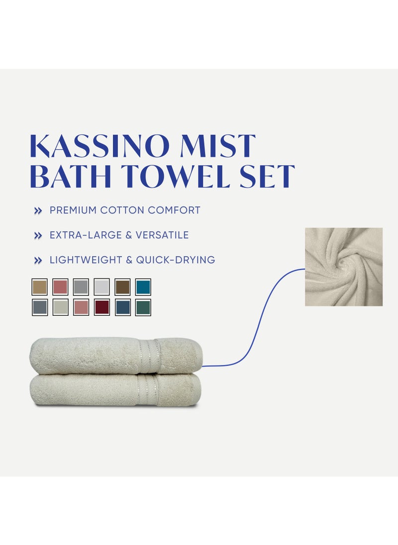Kassino Premium Bath Towels Set - (2 Pack, 70x140 cm), 580 GSM Bath Towel,100% Combed Cotton, Soft & Quick-Dry Towels for Bathroom, Highly Absorbent, Double Stitched Hotel Quality Towels | Ivory