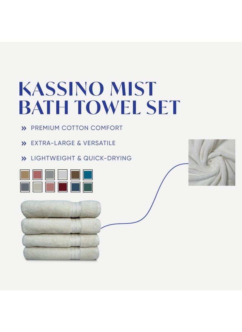 Kassino Premium Bath Towels Set - (4 Pack, 70x140 cm), 580 GSM Bath Towel,100% Combed Cotton, Soft & Quick-Dry Towels for Bathroom, Highly Absorbent, Double Stitched Hotel Quality Towels | Ivory