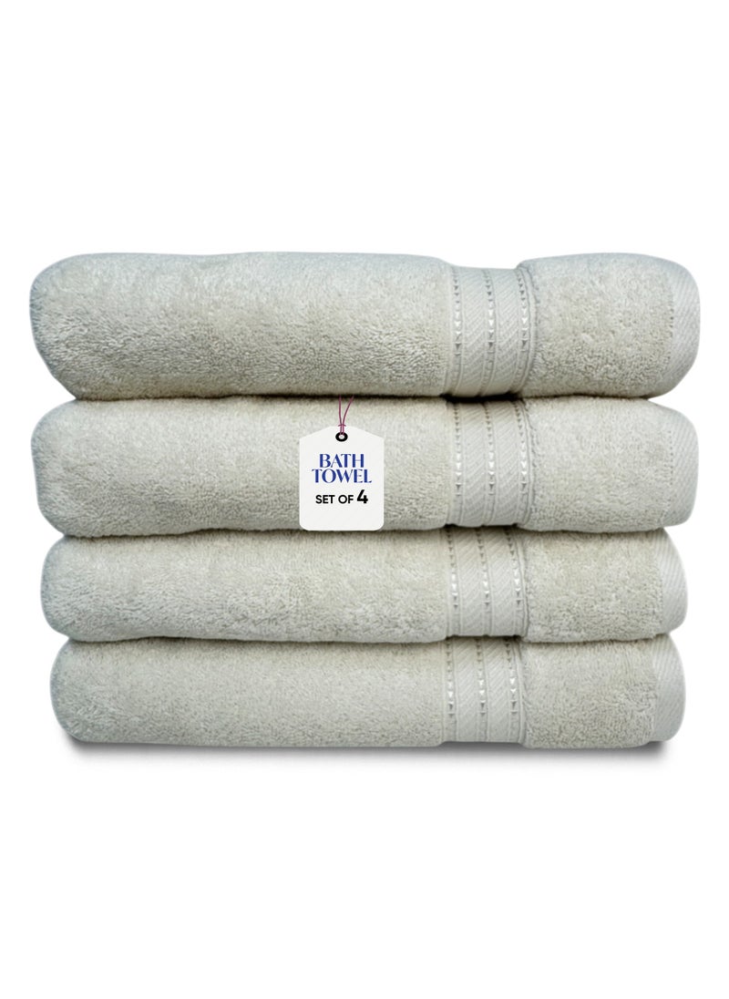 Kassino Premium Bath Towels Set - (4 Pack, 70x140 cm), 580 GSM Bath Towel,100% Combed Cotton, Soft & Quick-Dry Towels for Bathroom, Highly Absorbent, Double Stitched Hotel Quality Towels | Ivory