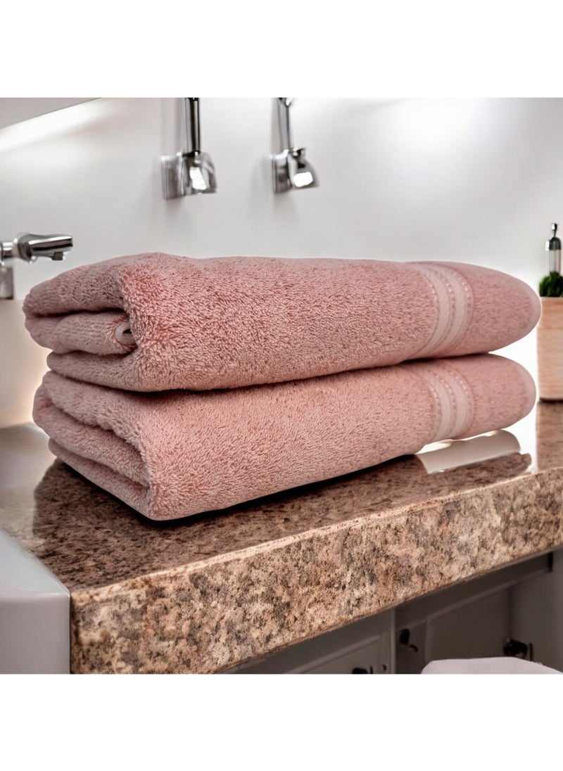 Kassino Premium Bath Towels Set - (2 Pack, 70x140 cm), 580 GSM Bath Towel,100% Combed Cotton, Soft & Quick-Dry Towel for Bathroom, Highly Absorbent, Double Stitched Hotel Quality Towels | Evening Sand