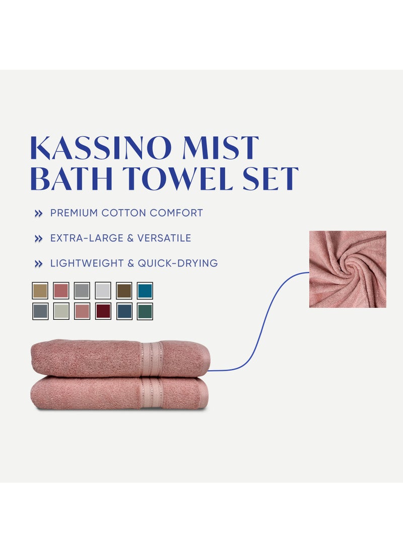 Kassino Premium Bath Towels Set - (2 Pack, 70x140 cm), 580 GSM Bath Towel,100% Combed Cotton, Soft & Quick-Dry Towel for Bathroom, Highly Absorbent, Double Stitched Hotel Quality Towels | Evening Sand