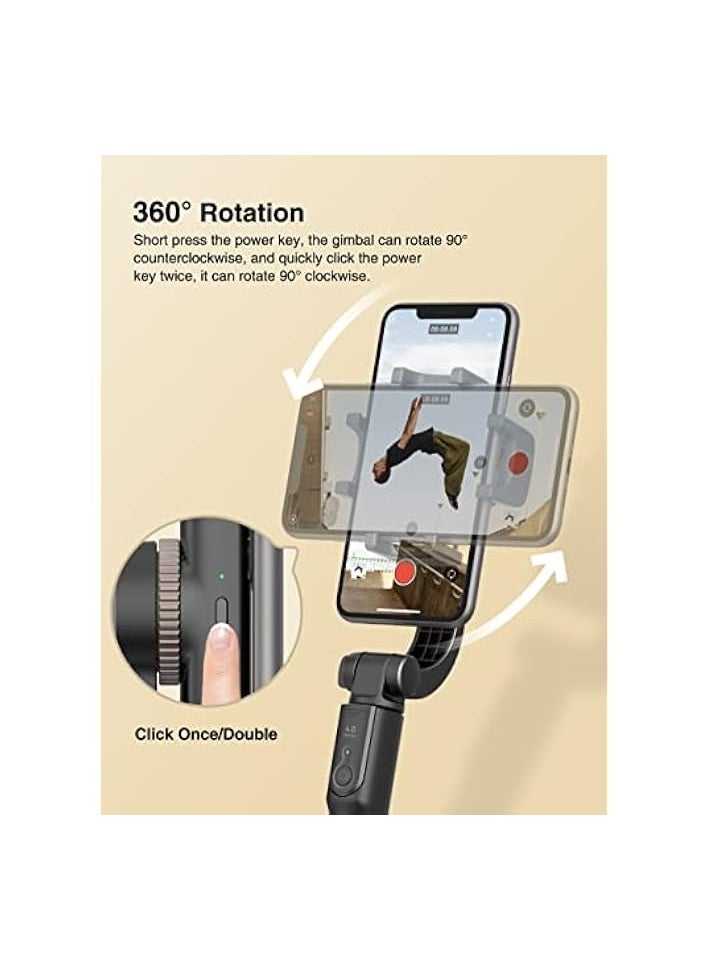 Gimbal Stabilizer for Smartphone Selfie Stick Tripod with Wireless Remote Control 360° Rotation Auto Balance Stabilizer Portable Phone Stand for iPhone & Android Phones